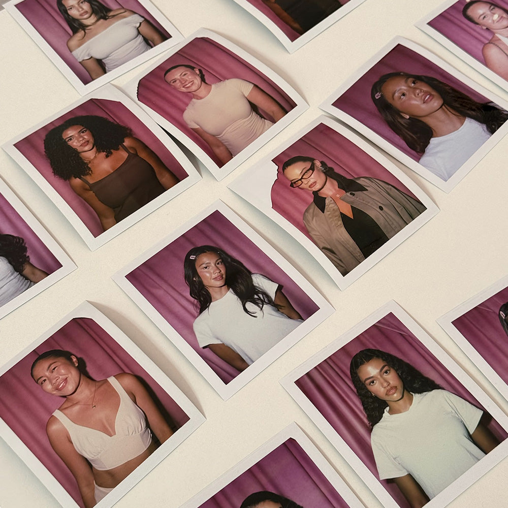 Multiple Polaroid-style photos of different people on a white background
