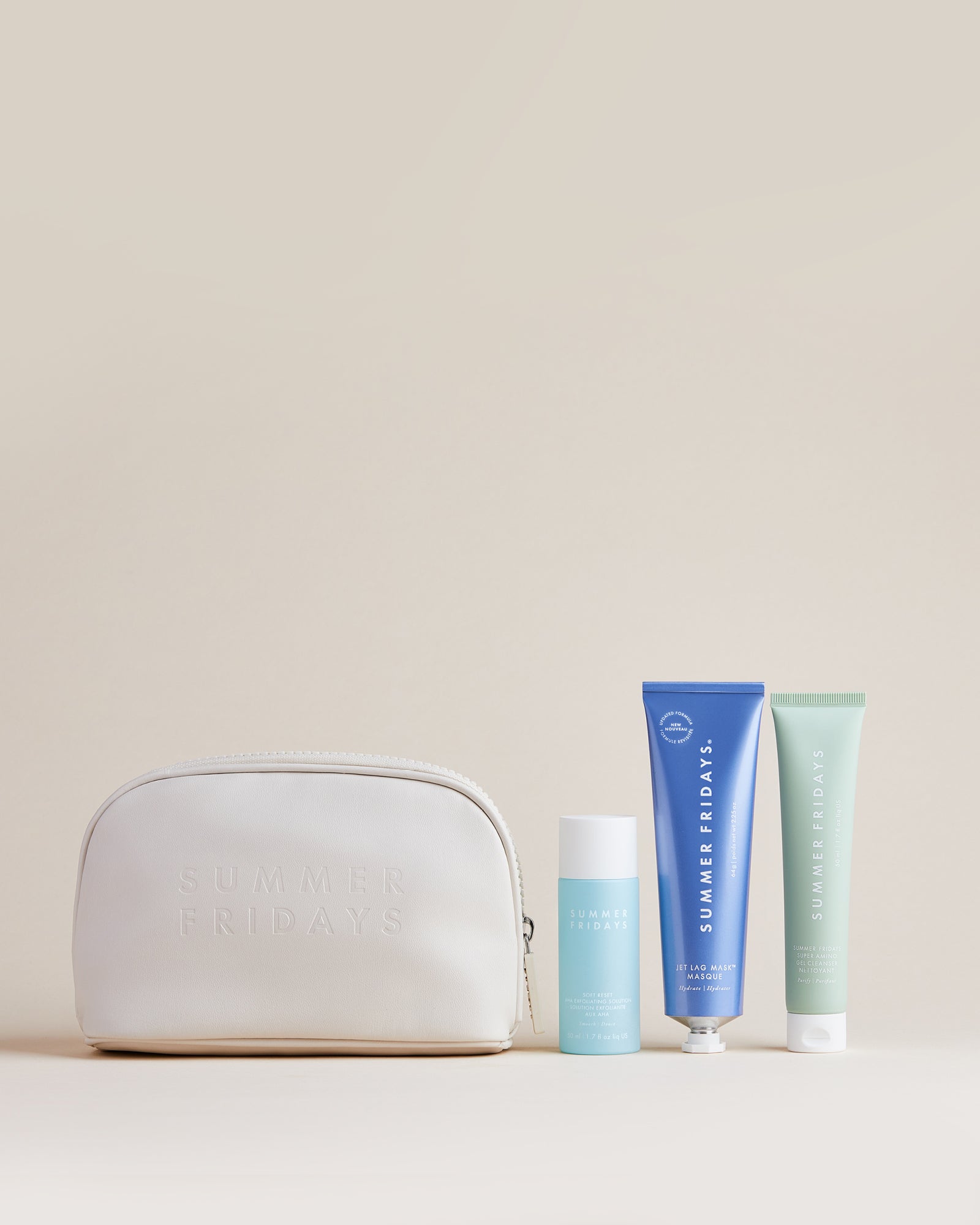 Skincare Regimen Set with Full Size Jet Lag Mask