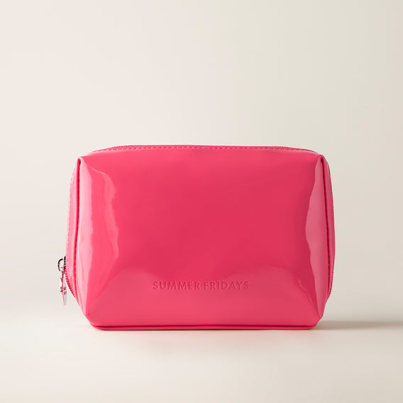 Glossy Pouch in Pink Guava
