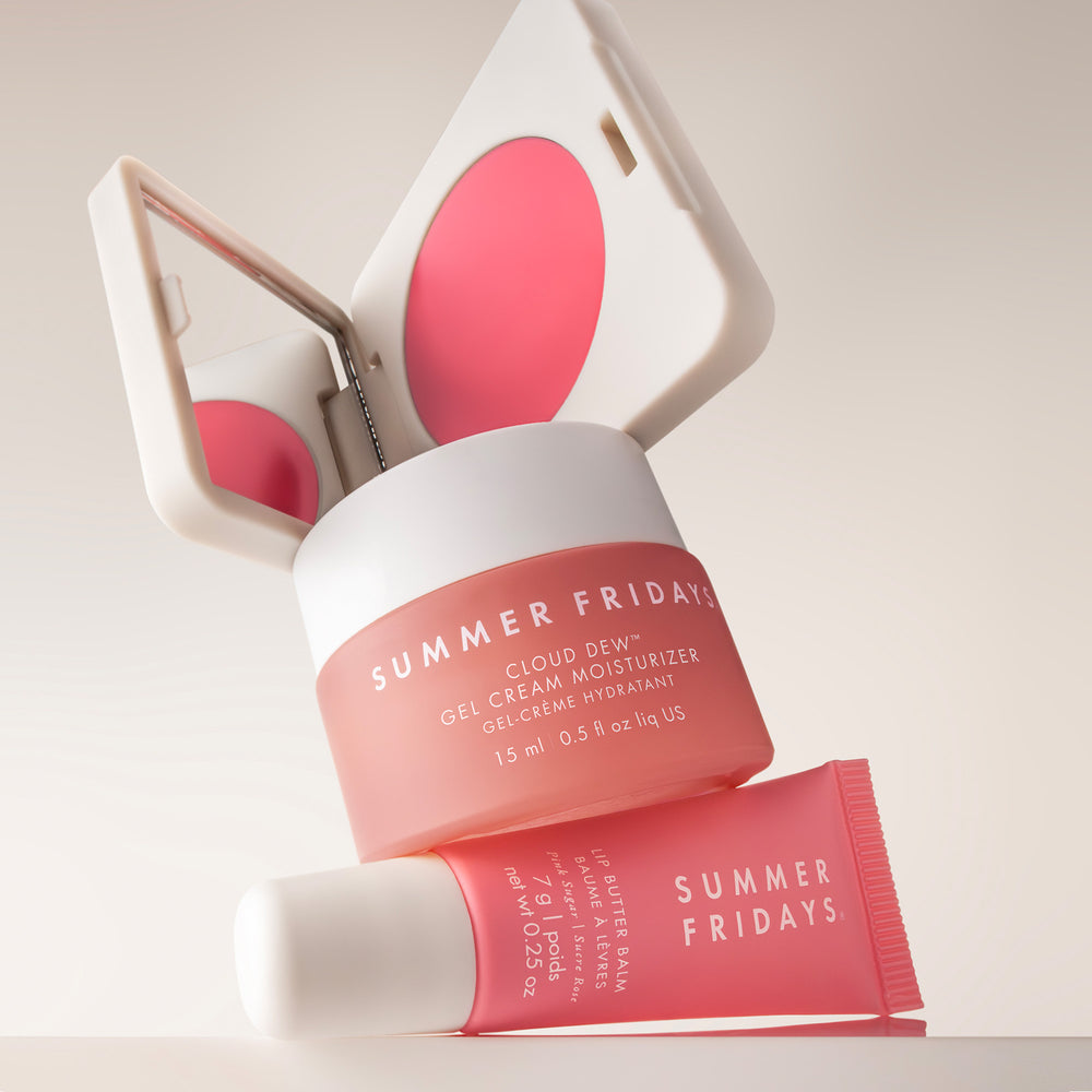 Summer Fridays skincare product with pink and white design on a light background