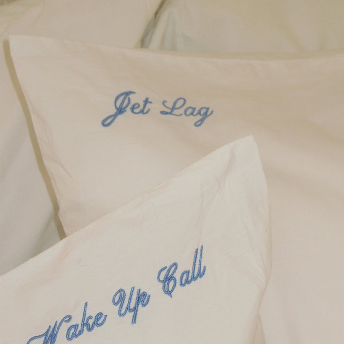 White pillow cases with the words 